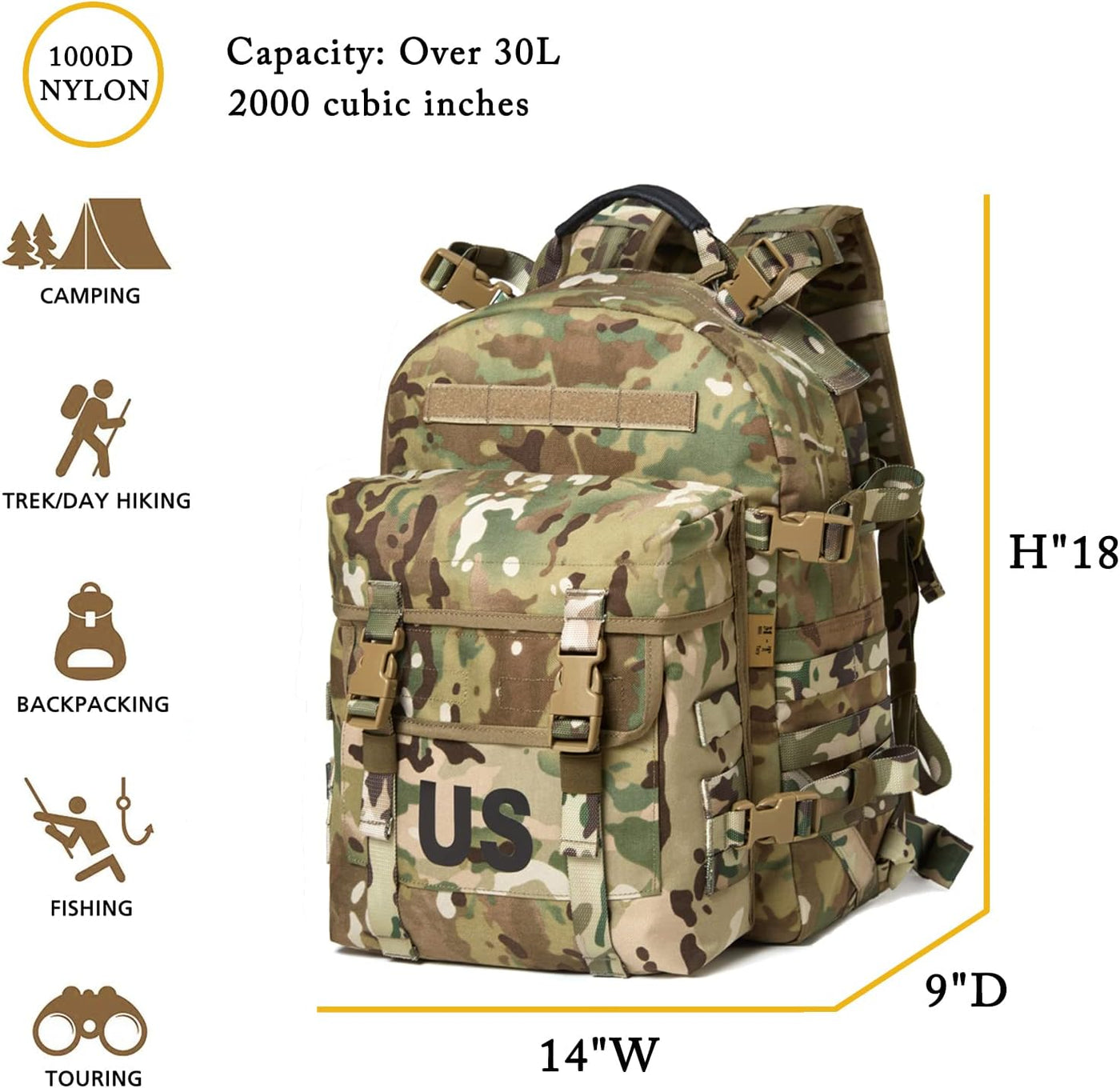 Mil-Spec MOLLE DAY PACK - OCP – ATACLETE